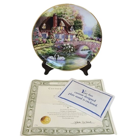 Vintage Franklin Mint Cottage At Meadowgate Heirloom Fine Porcelain Plate - Picture 4 of 5